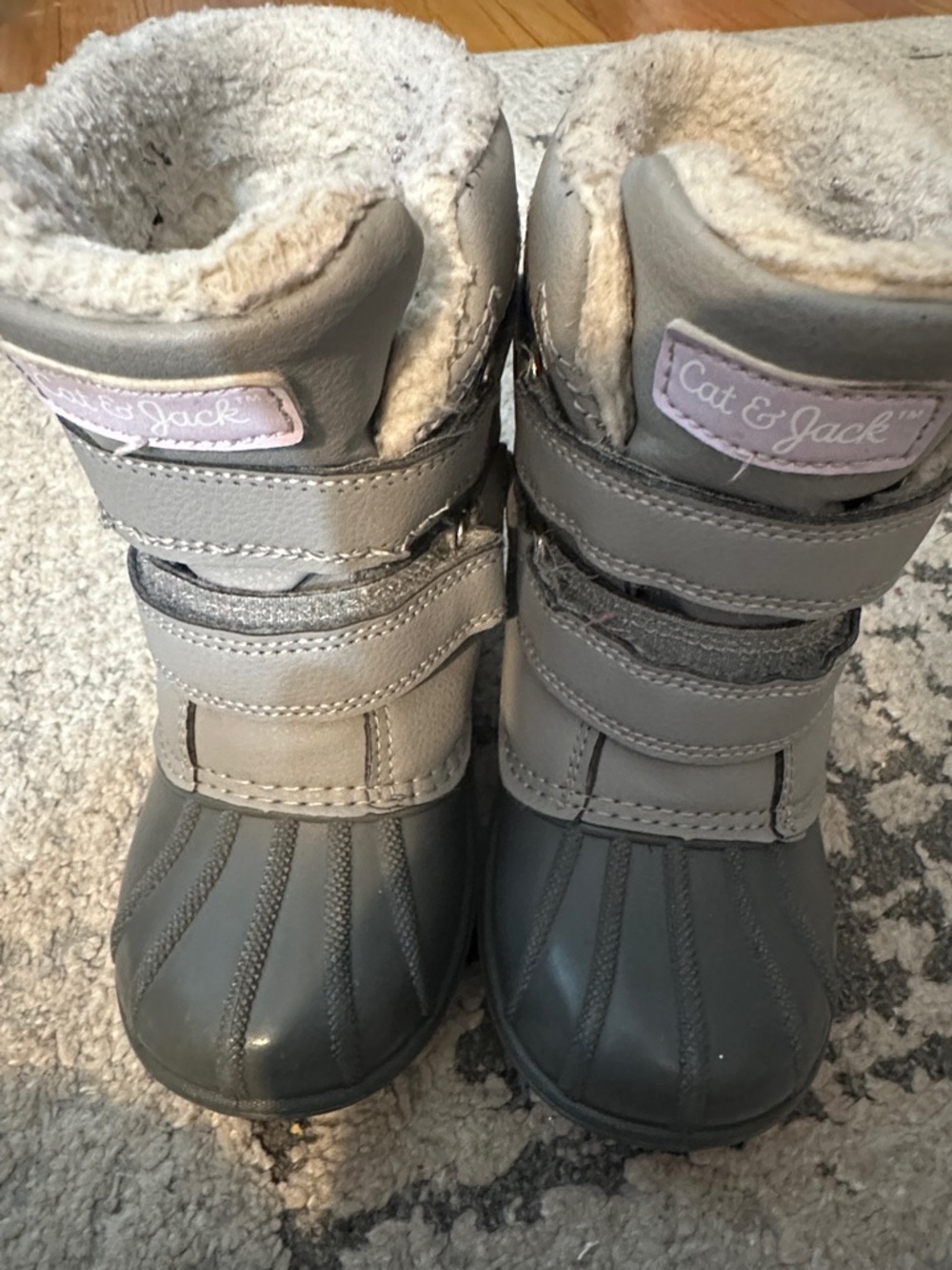 Cat & Jack Gray and Cream Kids Winter Boots with Plush Lining